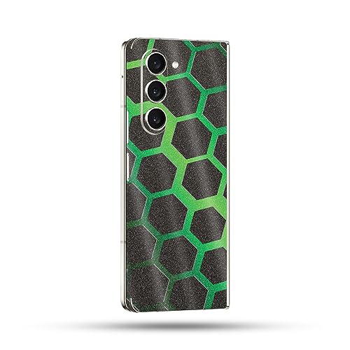 Image of MightySkins Glossy Glitter Skin Compatible with Samsung Galaxy Z Fold 5 Full Wrap - Green Hex | Protective, Durable High-Gloss Glitter Finish | Easy to Apply & Change Styles | Made in The USA