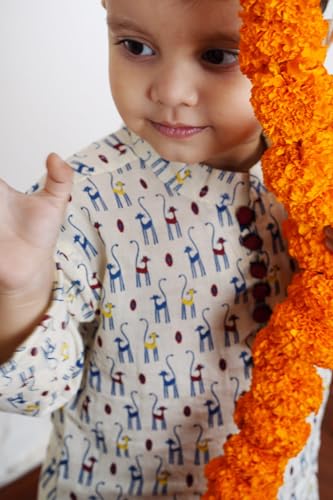 Image of POLKA TOTS Boys Cotton Ethnic Kurta Pajama Set with Attached Koti | Ethnic Motif Wear Kids Kurta Pyjama for Boys & Toddlers | Traditional Dress for Weddings & Festivals | Festive Jubba Set for Babies