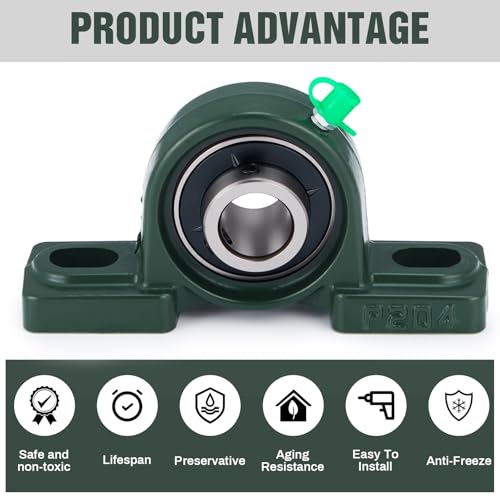Image of Gisafai 8 Pcs UCP204-12 Pillow Block Bearing with 3 /4 inch Bore Flange Mounted Pillow Block Ball Bearing Self Alignment Cast Iron Housing Steel Unit for Industry, Green