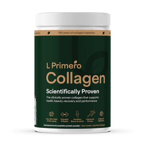 L Primero Collagen Peptides Powder Supplement for Men & Women, Grass-fed, Hydrolysed Unflavoured Bovine Bioactive Collagen Protein, Proven Absorption, High Strength, Antiaging, Keto, Halal & Kosher