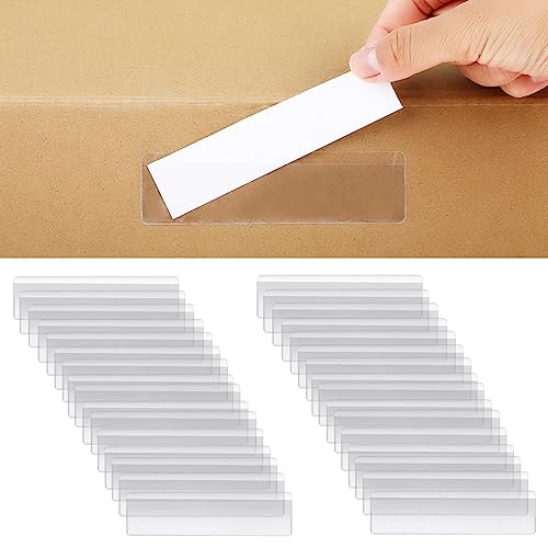 Mabor 32pcs Self Adhesive Label Holders,Labels for Shelf Clear Tag, Adhesive Self Tag Clear Plastic Label Holders for Shelf Price Display for Supermarket Office Home(32pcs, 11x3cm)