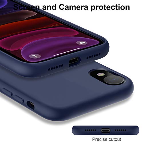 Deenakin Compatible With Iphone Xr Case With Screen Protector,Soft Flexible Silicone Gel Rubber Bumper Cover,Slim Fit Shockproof Protective Phone Case For Iphone Xr Dark Blue #TOP2