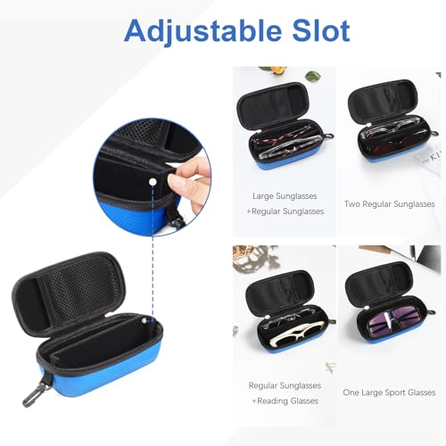 Image of Bukere Double Eyeglasses Case with Adjustable Slots, EVA Hard-shell Travel Dual Glasses Sunglasses Organizer for Men Women