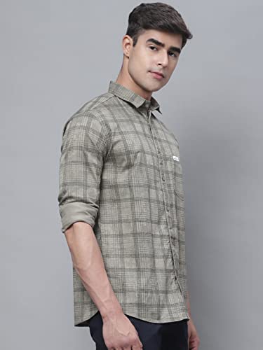 Image of Majestic Man Cotton Checkered Slim Fit Casual Shirt For Men
