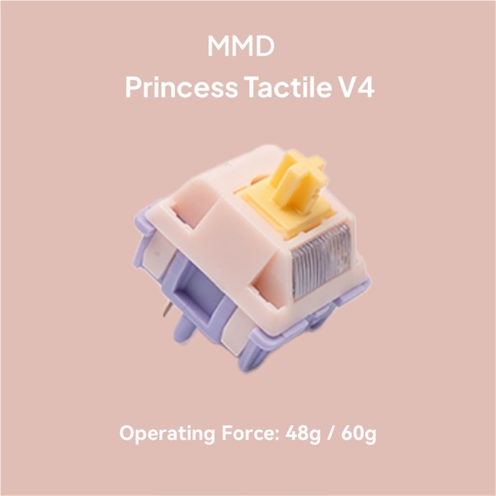 MMD Princess V4 Switch, Commutateur RGB Linéaire/Tactile Pré-lubrifié pour Clavier Mécanique Personnalisé(Tactile 48g,110PCS)