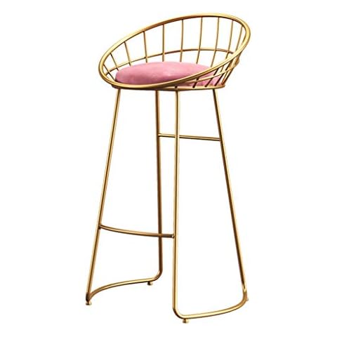 Modern Barstool Metal Kitchen Stool, Fabric Velvet Rose Bar Chair Retro Restaurant High Stool Barstool Round Sponge Seat 65/75cm Height for Kitchen | Pub | Café Stool Cover