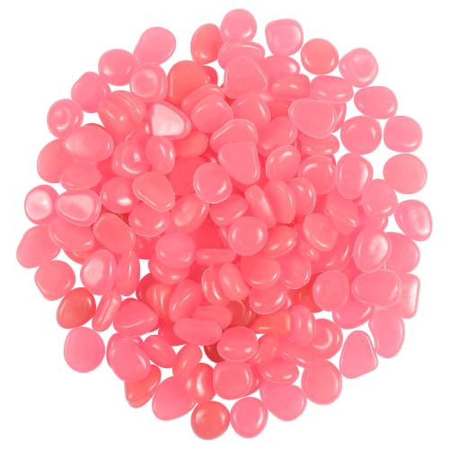 Image of OSOPOLA 150 PCS Glow in The Dark Rocks - Pink Luminous Stones | Fish Tank Accessories Turtle DIY Decor Pebbles for Fairy Garden Yard FD05PK150