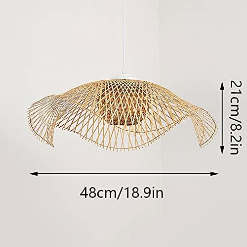 CWVYKNP Elegante Hangende Rieten Lampen Bamboe Handgeweven Hanglamp Voor Binnen Eetkamer Verstelbare Grote Hanglamp Rustieke Natuurlijke Kroonluchter Voor De Hal Van Het Keukeneiland photo 3