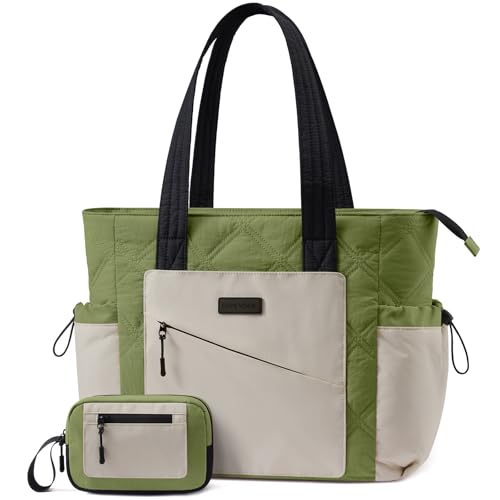 Image of LOVEVOOK Tote Bag for Women, puffer tote bag for Work Travel Nurse, Lightweight quilted Bags with Compartments