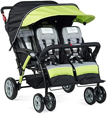 Foundations Sport Quad Stroller with UV Protecting Stroller Canopy, 5 Point Harness for Added Safety, Foot Brake, All Terrain Tubeless Wheels (Lime Green)
