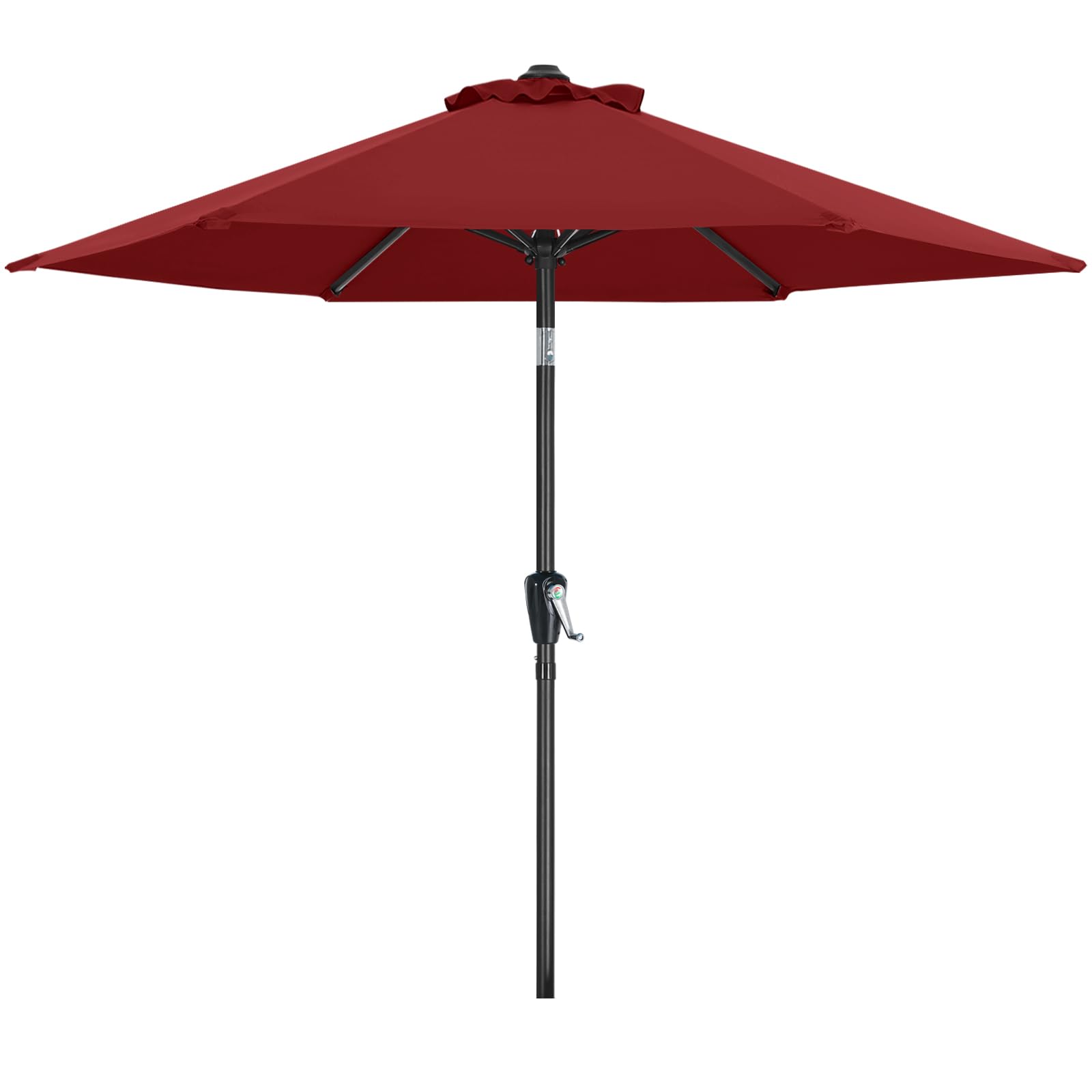 MasterCanopy 230 cm Sonnenschirm mit 6 Rippen & Kurbel, Burgund | Neigungsverstellbar, UPF50+ Sonnenschutz, für Patio, Garten, Terrasse, Markt