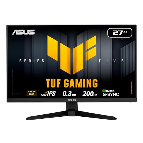 ASUS TUF Gaming 27” 1080P Monitor (VG279Q5A) – Full HD (1920 x 1080), 200Hz, 0.3ms, Fast IPS, G-SYNC Compatible, Extreme Low Motion Blur Sync, 99% sRGB, DisplayWidget, Gaming AI, 3 yr Warranty