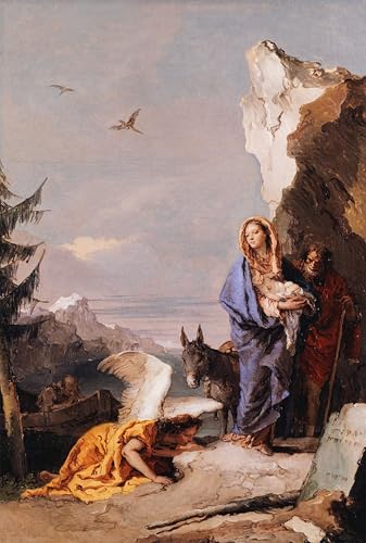 La Fuite en Egypte de Battista Portrait Tableaux d'Art Mural Toile Chambre 60x90cm