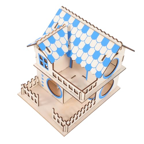 VICASKY 1PC Log Wood Hamster House Double Layer Detached Villa for Pets Chinchilla Hideout Present for Animals Quality Wood Material Design