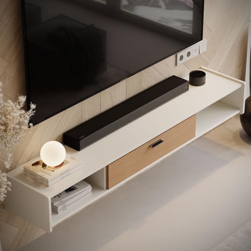 47'' Floating TV Stand,Wall Mounted TV Console,Floating TV Cabinet,Under TV Shelf for Bedroom Living Room(White) - Image 3