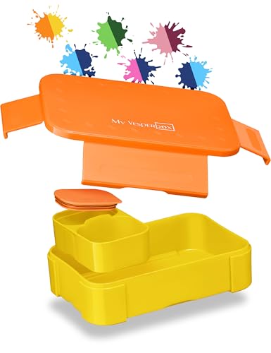 My Vesperbox – Lite – Bento Box Niños – Fiambrera Extremadamente Resistente – Ideal para Guardería y Escuela (Naranja – Amarillo)
