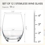 UMI UMIZILI Stemless Wine Glass Set of 12, 14OZ Wine GLass for White Red Wine, Classic Shape Wine Glass with Smooth Rim, Crystal Clear