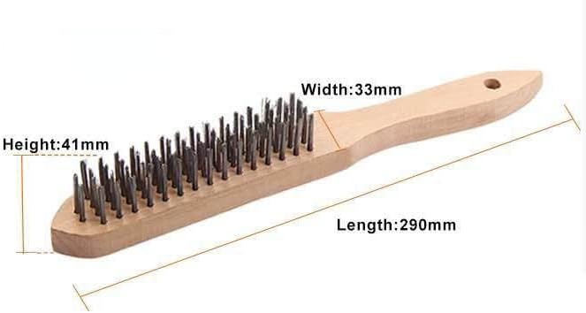 Set of 2, Wire Brush for Paint Remover, Wire Brush for Rust Removal, Scale Remover Scraper with Wooden Handles Heavy Duty 4 Row Steel Brush, Scratch Wire Brush for Cleaning Paint Scrapper