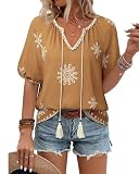 Vivilli Womens Summer Tops: Boho Tops for Women - Peasant Blouses