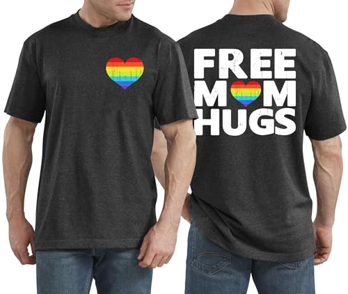 QAUN Pride Shirt Men Rainbow Graphic T-Shirt LGBTQ Gay Pride Short Sleeve Tee(DarkGrey1, Medium) by QAUN - Used condition - US$13.99