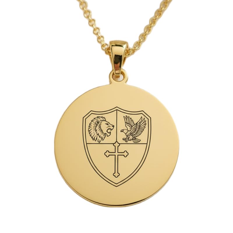 Collier blason héraldique en argent 925 plaqué or LKBEADS fait main de 45 cm