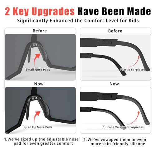 Image of X-TIGER Polarized Youth Baseball Sunglasses UV400 Kids Sunglasses Boys Girls 8-12 Youth for Softball Cycling Sports Glasses