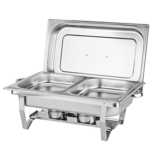Juego de platos para bufé, calentador de alimentos rectangular de acero inoxidable y bandeja para servir, duradero y elegante, ideal para catering y eventos, 6,5 cm de profundidad, recipiente para