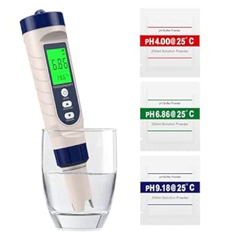 Pious Ph Metre, 5 En 1 PH/TDS/EC/Salinité/Thermomètre, Testeur Ph