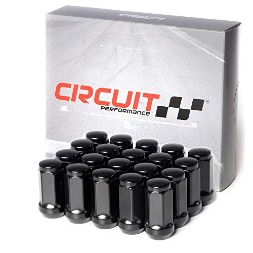 Circuit Performance 9/16" Black Closed End Bulge Acorn Lug Nuts Cone Seat Forged Steel (20 Pieces) #TOP10