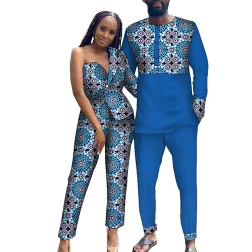 African Couple Outfits Matching Sets for Party African Clothes for Couple Dashiki Men and Lady Suit Pants Set