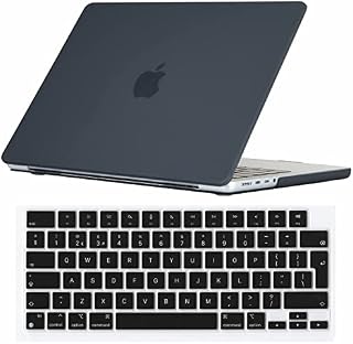 Se7enline Compatible with MacBook Pro 14 inch Case 2023 2022 2021 Frosted Hard Shell Laptop Cover for 2023 2022 2021 Mac Pro 14-inch New Model A2779 A2442 M2 M1 Pro/Max &Keyboard Skin(UK Layout),Black