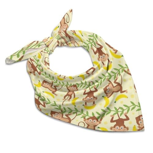 Monkey Tropical Banana Palm Trees Fashion Square Bandanas Silk Like Kerchief Neck Scarf Breathable Lightweight for Women Gift Packed 18