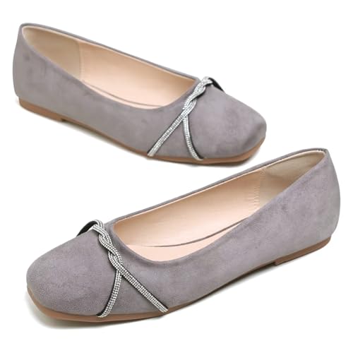 Image of TN TANGNEST Womens Casual Flats Chain Ballet Flats | Fashion Pointed Toe Rhinestone Flats, Comfort Slip On Dress Shoes for Business Work Office Wedding Party