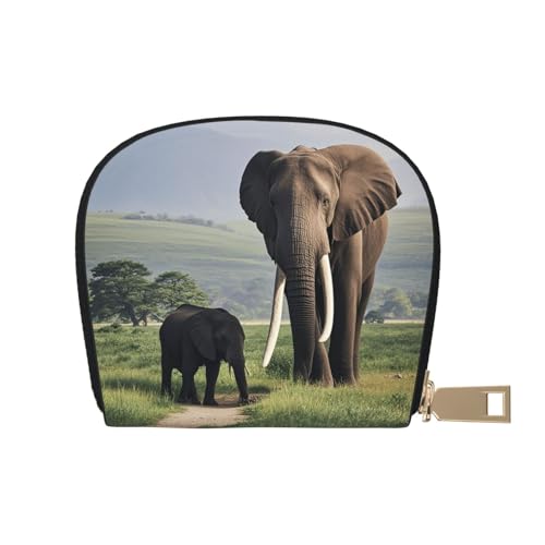 Gentle Giants Print Credit Card Holder, PU Leather Small Card Bag Wallets with Zipper for Women Men id Business Card