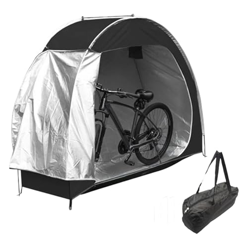 Cobertizo para bicicletas 76.8x64.2x31.5in Tienda de bicicleta Rain & UV Protection cubierta con ventana y bolsillo interno Asamblea fácil de almacenamiento al aire libre Patio de almacenamiento
