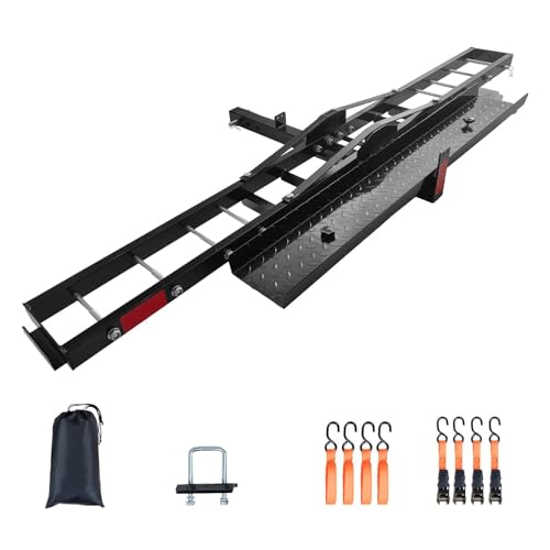 Motorcycle Hitch Carrier Bike Rack Premium Aluminum | 600LB Capacity with Low-Profile Engineering...