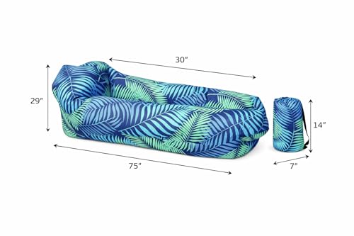 Image of Outdoor Inflatable Lounger with Air-Fill Design, Side Pocket and Carry Bag (Blue)