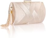 Larcenciel Women's Evening Handbags, Elegant Tassel Satin Clutch Purses for Bridal Wedding Guest Cocktail Dressy Prom Party