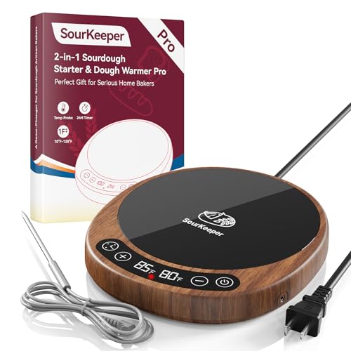 Pakusane SourKeeper, Larger 2-in-1 Sourdough Starter Warmer Pro - 2026 Upgrade Larger Heating Plate, Dough Temp Probe, 1°F Control (70–110°F), 24H Timer, Real-Time Monitoring Walnut,6.5inch by Pakusane - Image 8