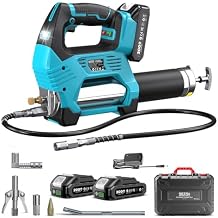 Seesii 10000PSI Electric Grease Gun 3 Speed Control Battery Powered Grease Gun Cordless with 2 Batteries, Brushless Motor, 39.4 Long Hose, 90 Degree Coupler & LED Light for Heavy Duty Equipment