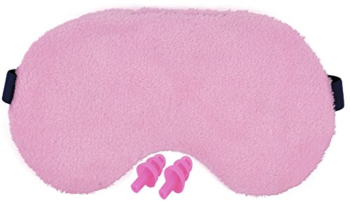 Sleeping mask with earplugs. Luxury Eye Mask for Sleep or Travel. Reversible Pink and Blue