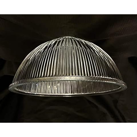 30cm holophane Glass lamp Shade Vintage Art Deco Style Clear Ribbed Replacement Glass lamp Shade Replacement for uplighter lamp or Pendant Fitting Cover