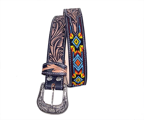 Western Beaded Genuine Leather Belt For Men and Women 30HQ1023