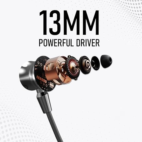 Image of RD M-190 ELEGA Wireless Headphones In Ear Neckaband with 10MM Drivers, Bluetooth v5.3, Playtime Upto 90 Hrs, 1-2 Hrs Fast Charging with Type-C Port, Auto Magnetic Connect, Multi-Function Button Black