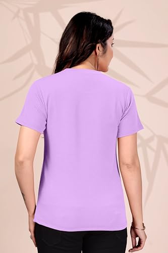 Image of Women Round Neck Printed Cotton Blend Regular Fit T-Shirt