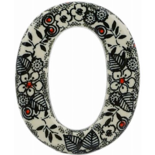 Authentic Polish Pottery House Number ZERO (0) Signature UNIKAT in Classic Black And White Design Handmade in Boles?awiec Poland by Ceramika Artystyczna + Certificate of Authenticity