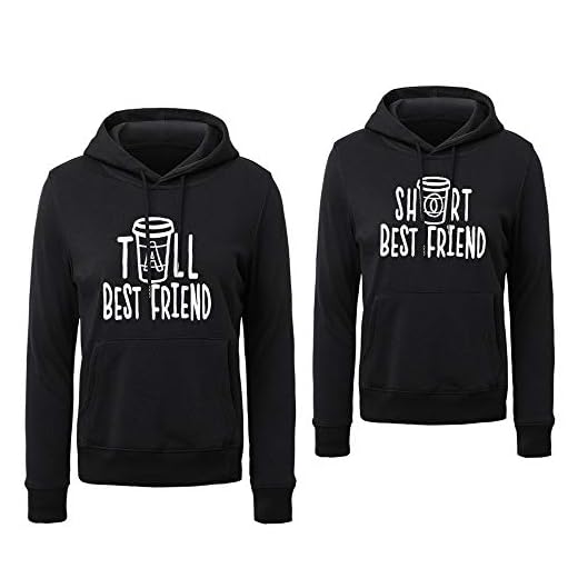 Soul Couple BFF Hoodie for 2 Women Best Friends Hoodies for 2 Sister Women Black White Grey Cotton