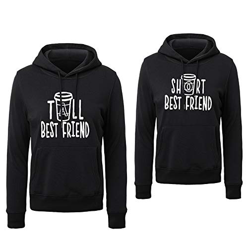 Soul Couple BFF Hoodie for 2 Women Best Friends Hoodies for 2 Sister Women Black White Grey Cotton
