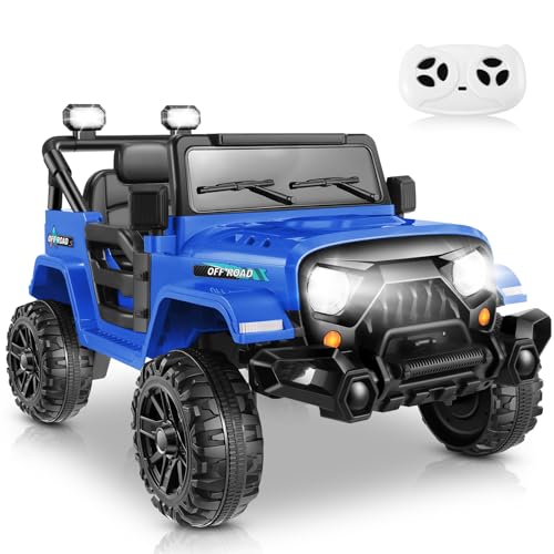 Hikole Kids Battery Powered Electric Vehicles,12V Ride on Car with Remote Control, Blue