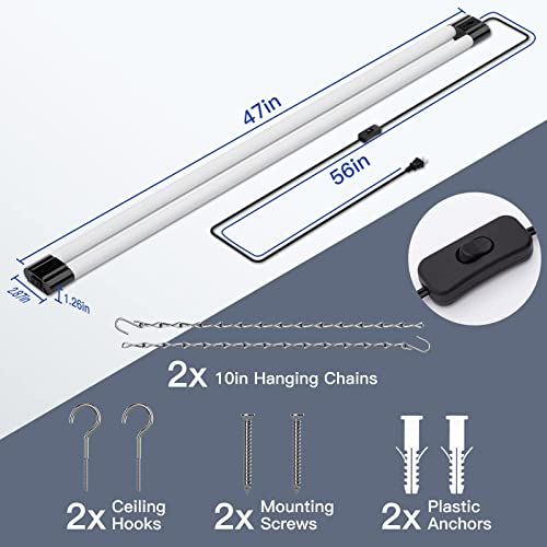 BBOUNDER 4 Pack Linkable LED Utility Shop Light, 4400 LM, Super Bright 6500K Cool Daylight, 4 FT Integrated Fixture for Garage, 40W Equivalent 250W, Surface + Suspension Mount, Black